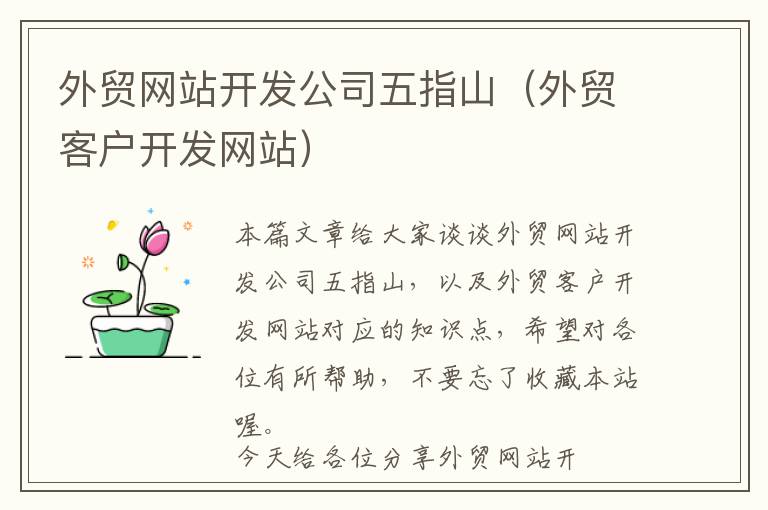 外贸网站开发公司五指山(外贸客户开发网站)