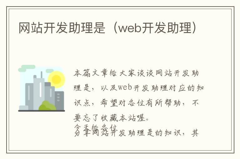 网站开发助理是(web开发助理)