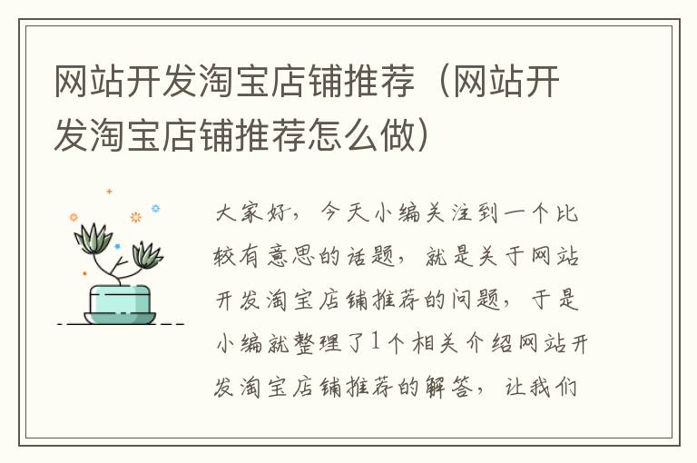 网站开发淘宝店铺推荐(网站开发淘宝店铺推荐怎么做)