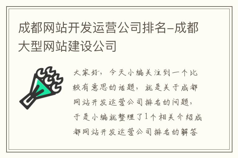 成都网站开发运营公司排名-成都大型网站建设公司