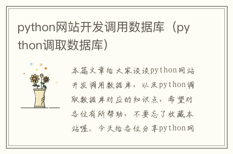 python网站开发调用数据库(python调取数据库)