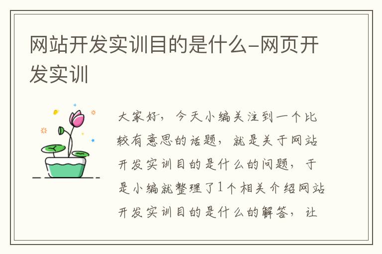网站开发实训目的是什么-网页开发实训