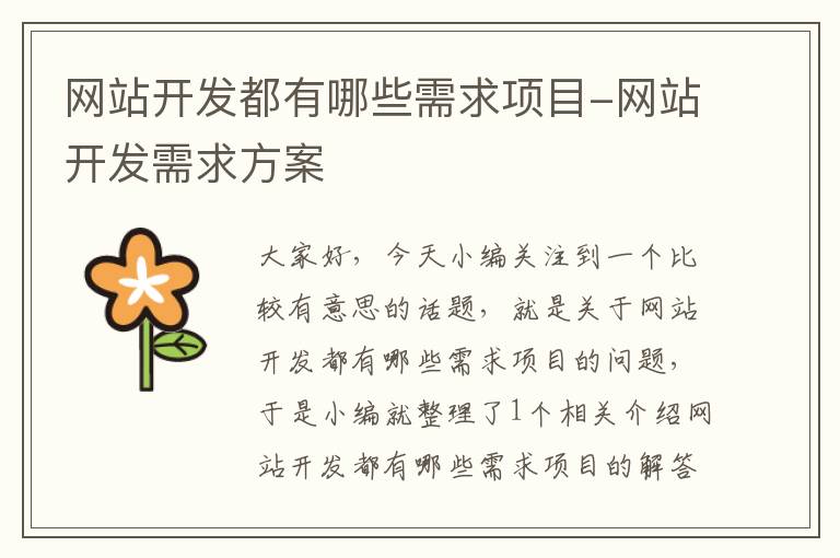 网站开发都有哪些需求项目-网站开发需求方案