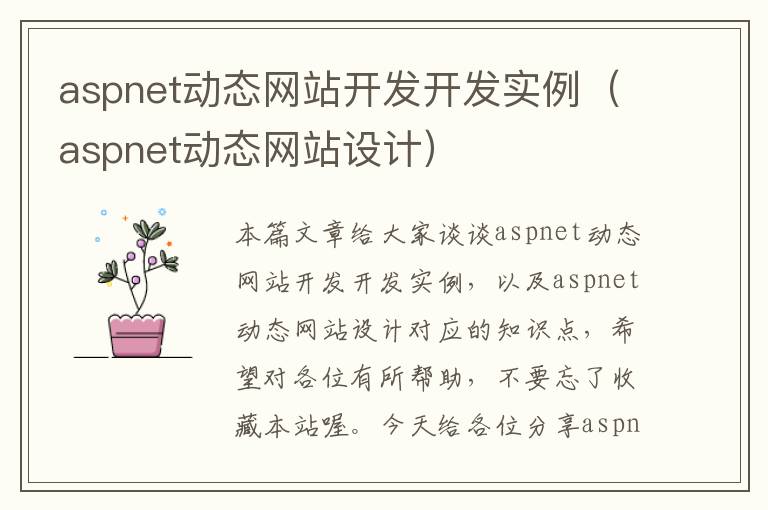 aspnet动态网站开发开发实例(aspnet动态网站设计)