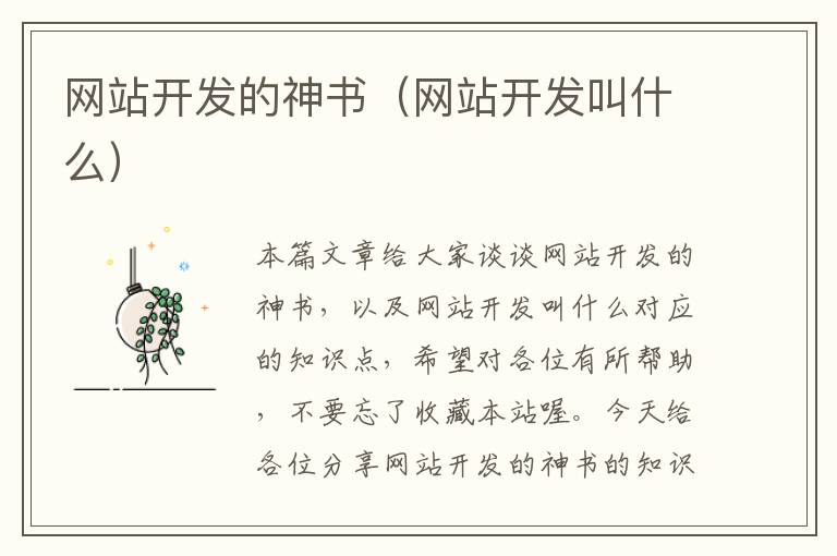网站开发的神书(网站开发叫什么)