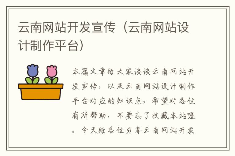 云南网站开发宣传(云南网站设计制作平台)