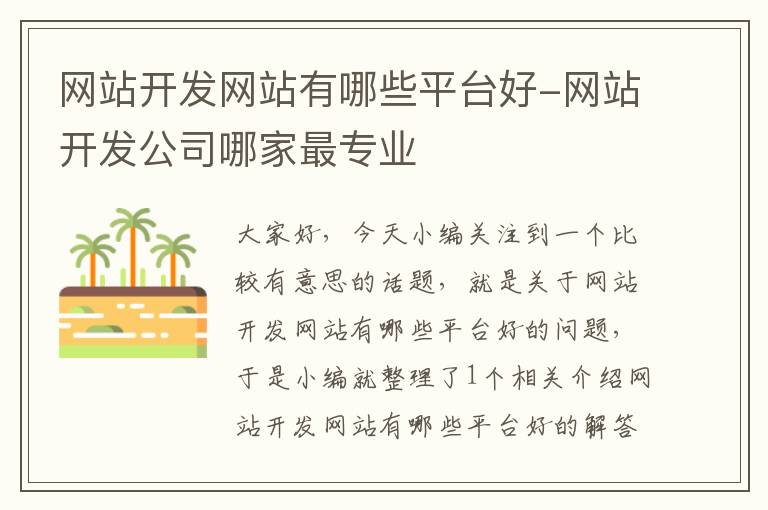 网站开发网站有哪些平台好-网站开发公司哪家最专业