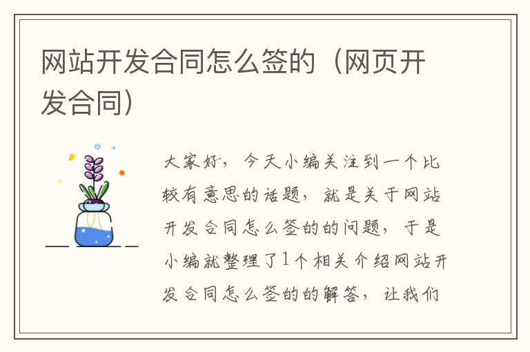 网站开发合同怎么签的(网页开发合同)