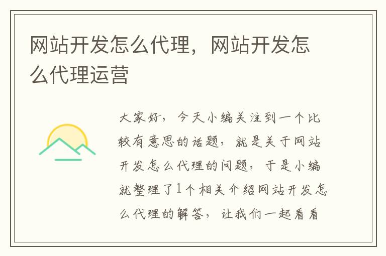 网站开发怎么代理,网站开发怎么代理运营
