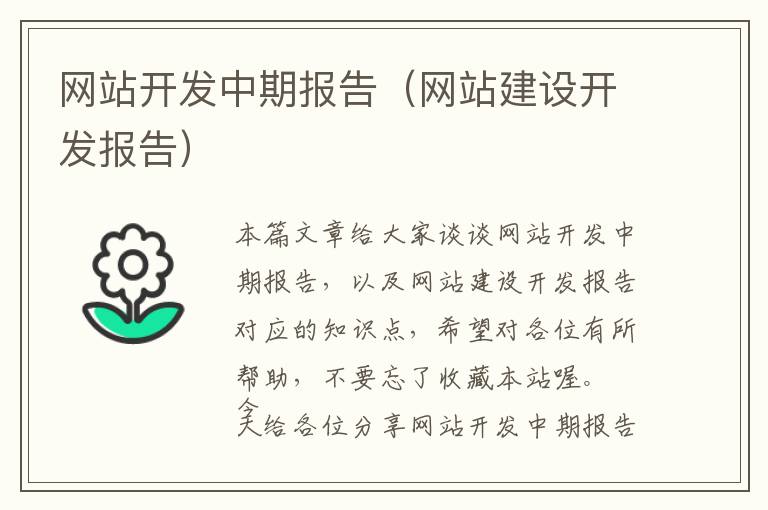 网站开发中期报告(网站建设开发报告)