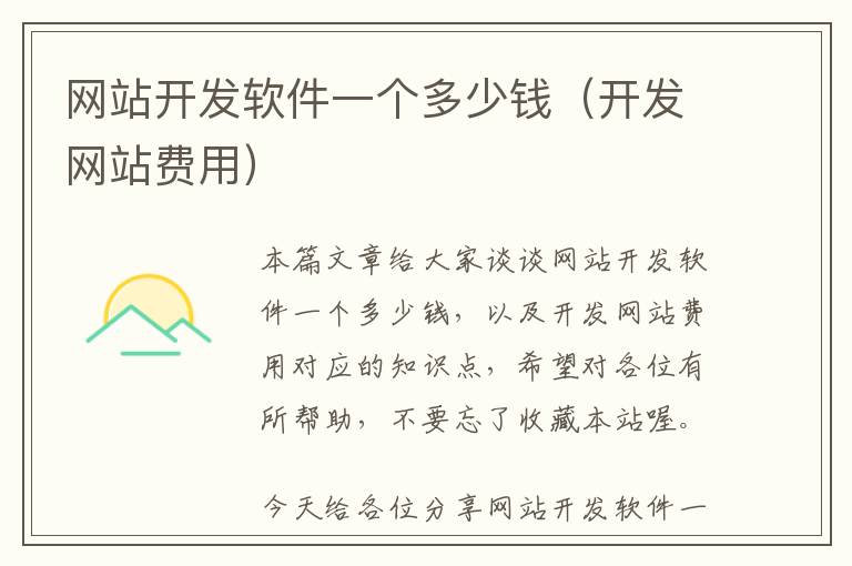 网站开发软件一个多少钱(开发网站费用)