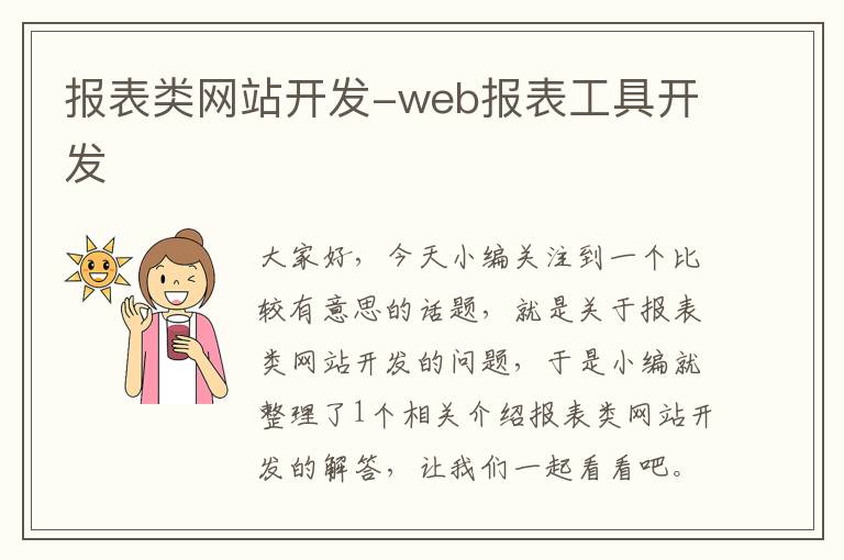 报表类网站开发-web报表工具开发