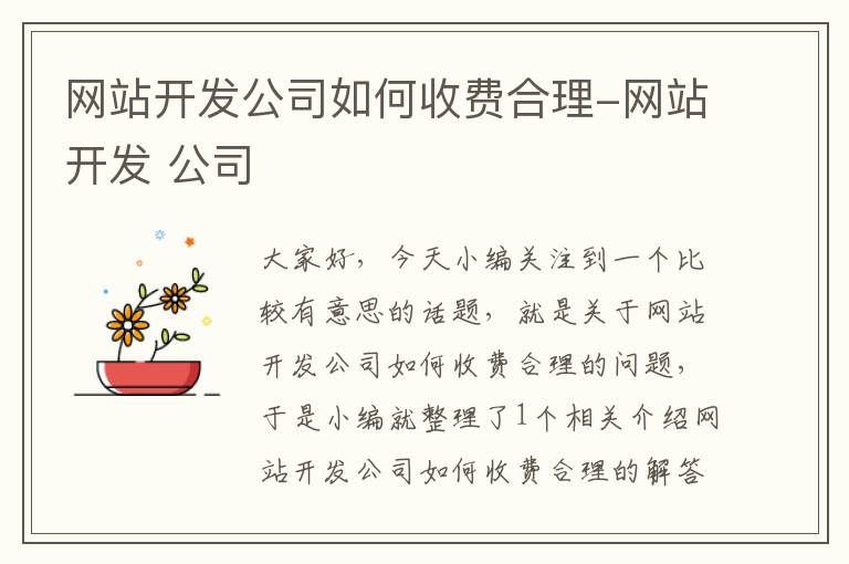 网站开发公司如何收费合理-网站开发 公司