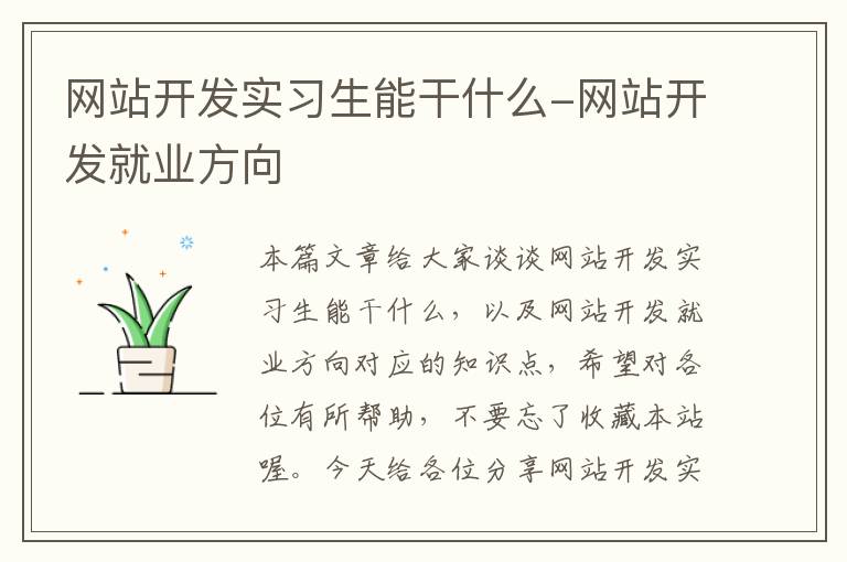 网站开发实习生能干什么-网站开发就业方向