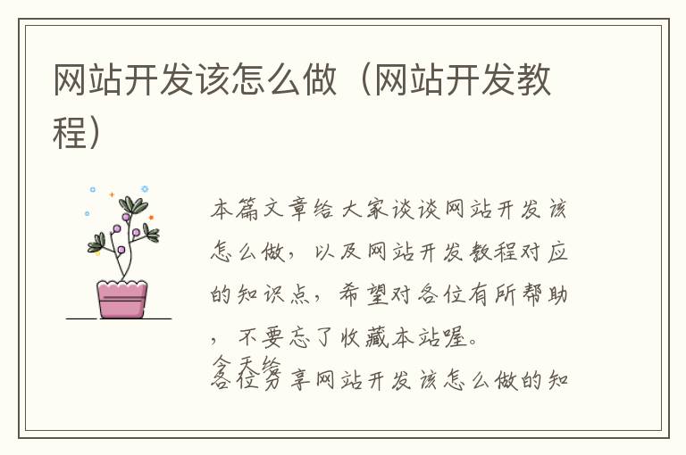 网站开发该怎么做(网站开发教程)