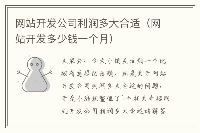 网站开发公司利润多大合适(网站开发多少钱一个月)