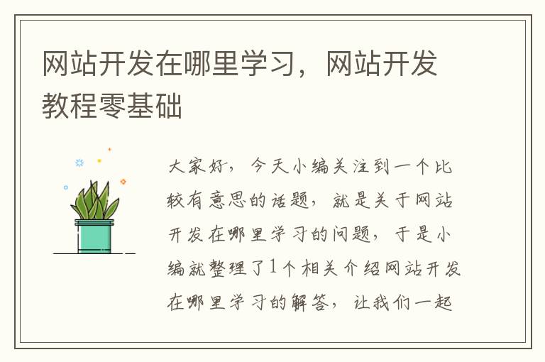 网站开发在哪里学习,网站开发教程零基础