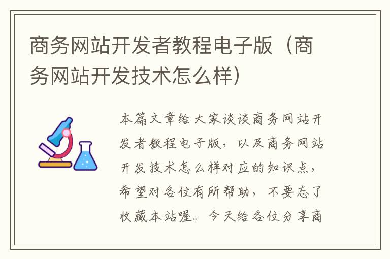 商务网站开发者教程电子版(商务网站开发技术怎么样)