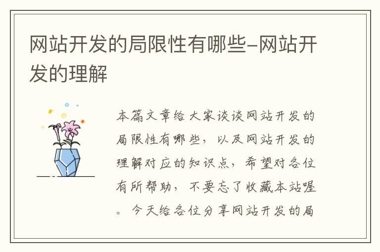 网站开发的局限性有哪些-网站开发的理解