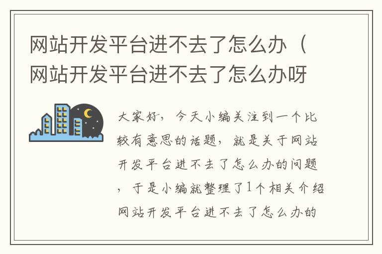 网站开发平台进不去了怎么办(网站开发平台进不去了怎么办呀)