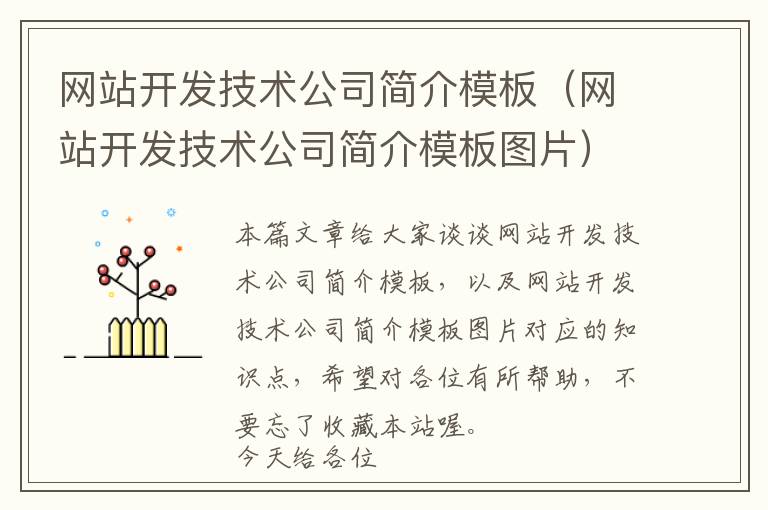 网站开发技术公司简介模板(网站开发技术公司简介模板图片)