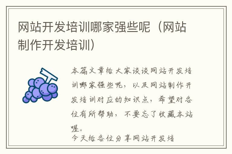网站开发培训哪家强些呢(网站制作开发培训)