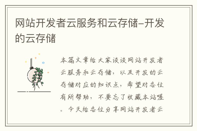 网站开发者云服务和云存储-开发的云存储