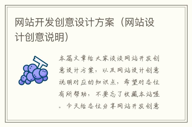 网站开发创意设计方案(网站设计创意说明)