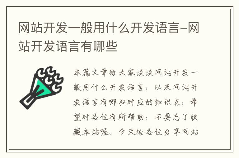 网站开发一般用什么开发语言-网站开发语言有哪些