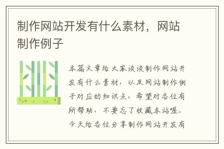 制作网站开发有什么素材,网站制作例子