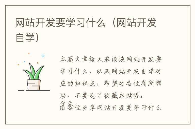 网站开发要学习什么(网站开发自学)