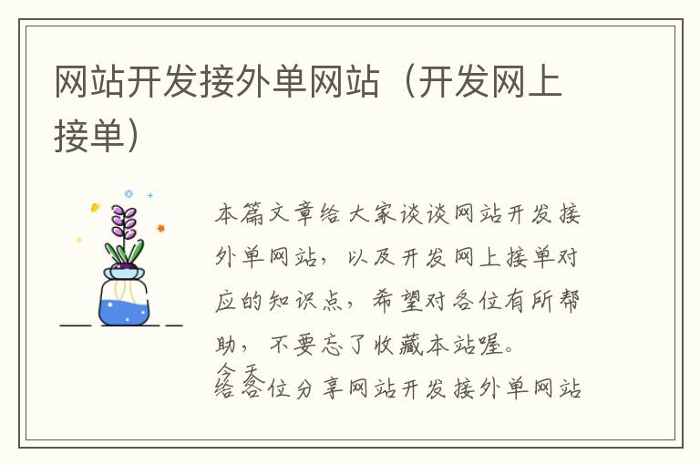 网站开发接外单网站(开发网上接单)
