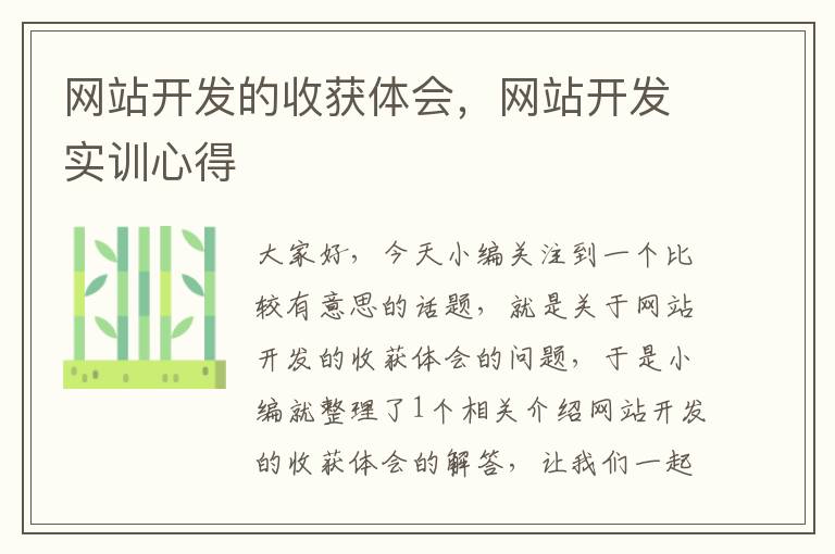 网站开发的收获体会,网站开发实训心得