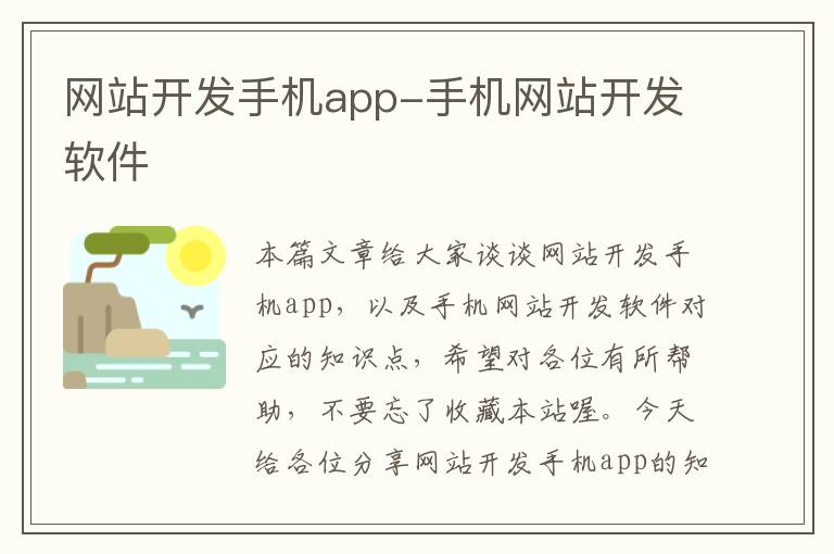 网站开发手机app-手机网站开发软件